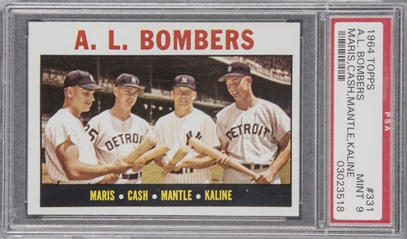 1964 Topps #331 "A.L. Bombers" (Maris/Cash/Mantle/Kaline) – PSA MINT 9 